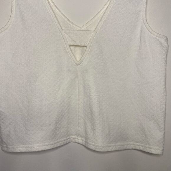 Madewell White Crop V Neck Sleevless Blouse Top Shirt Size Medium Boxy Dressy - Picture 7 of 12
